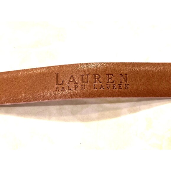 Woman's Ralph Lauren Belt Genuine Leather Faux Reptile Croc Pattern 3/4” Wide M - Picture 5 of 8